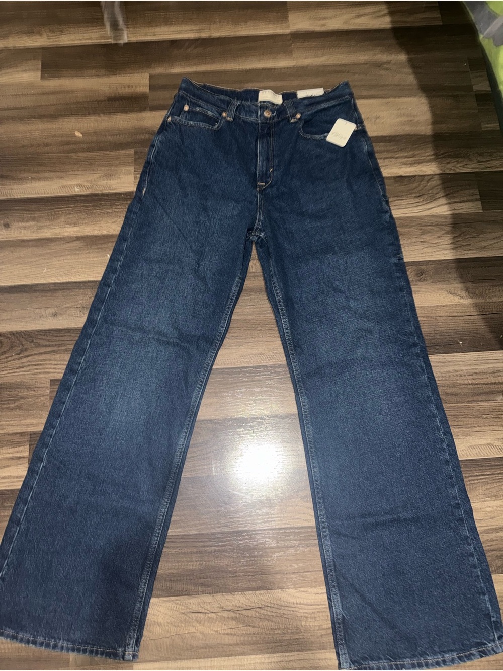 Free People NWT Tinsley Baggy High Rise Straight Leg Jeans Dark Romance